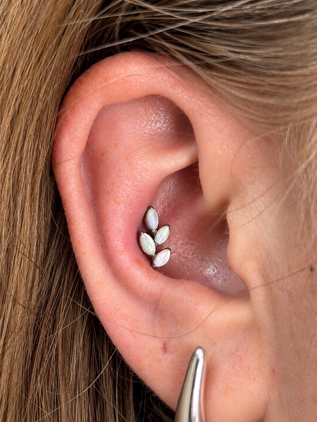 Opal piercing by MYO Piercing